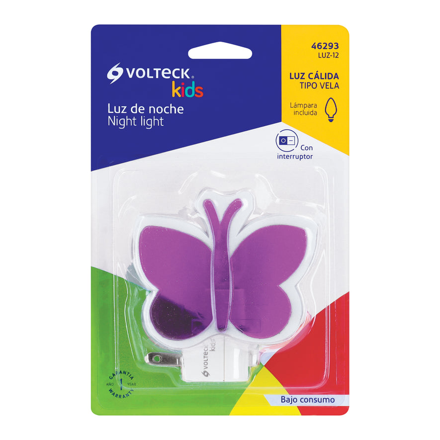 Luz de noche con lámpara E12, mariposa, Volteck Caja con 6, 46293