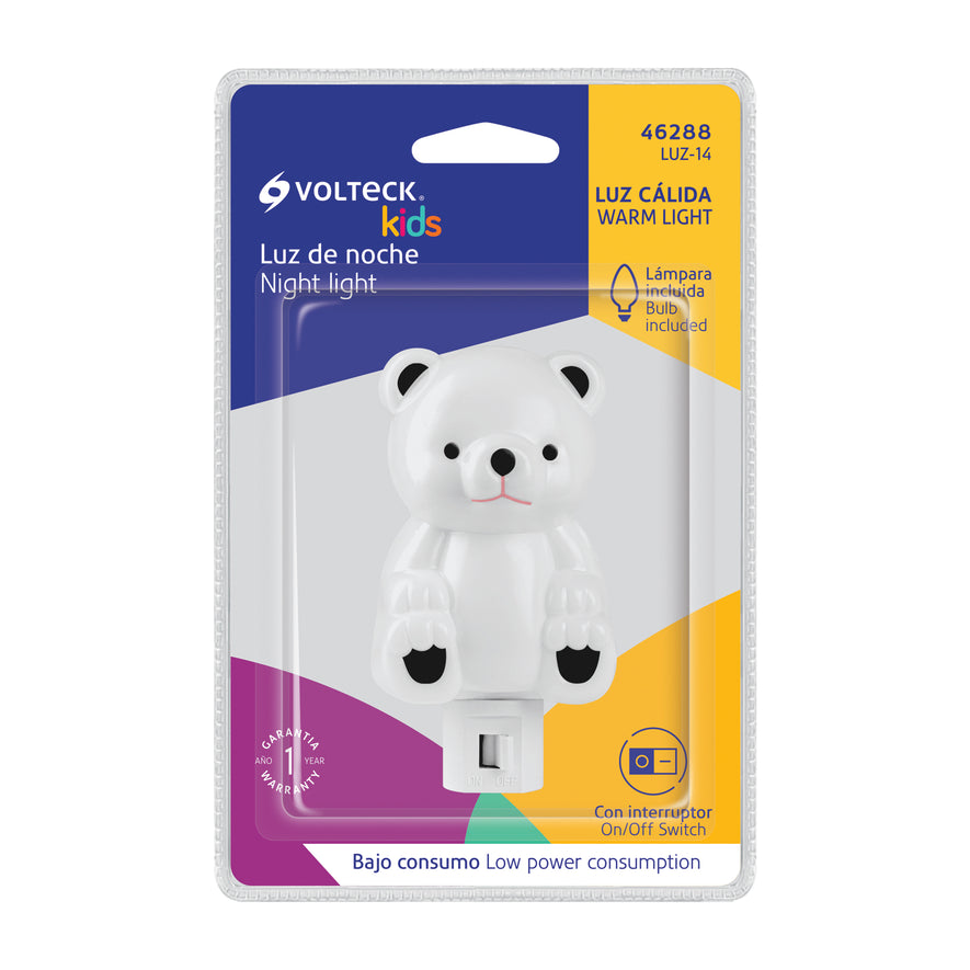 Luz de noche con lámpara E12, oso, Volteck Caja con 6, 46288