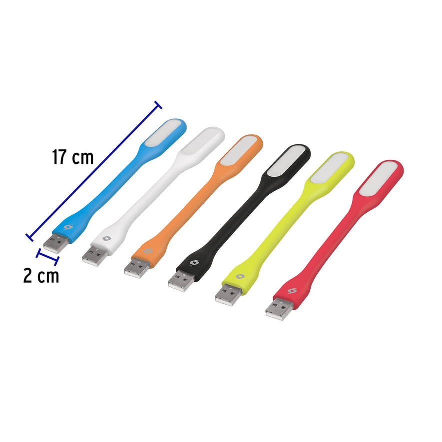 Mini-lámpara flexible de 5 LEDs 1W para puerto USB, Volteck Caja con 12, 46865