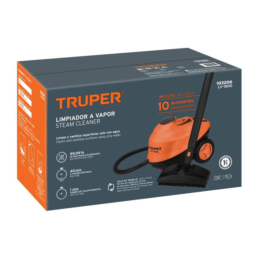 Limpiador a vapor, 1800W, Truper, 103206