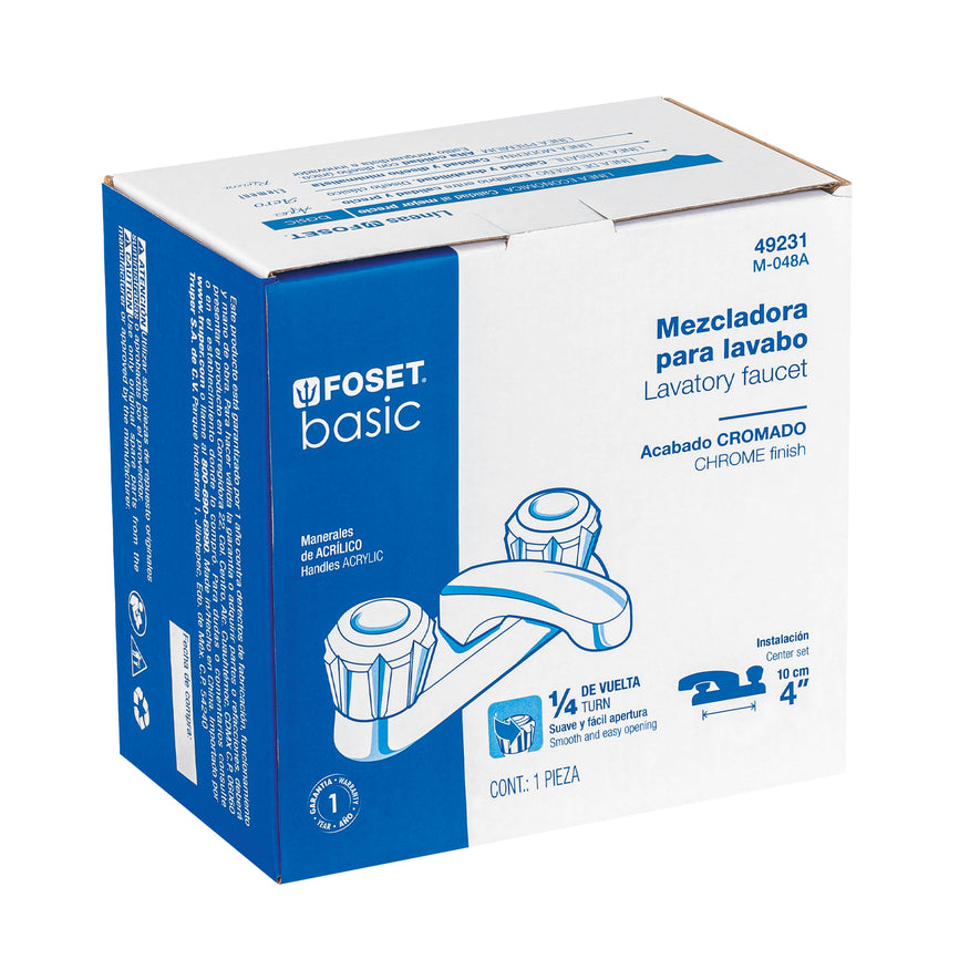 Mezcladora 4' para lavabo, nariz larga, manerales acrílico Caja con 2, 49231
