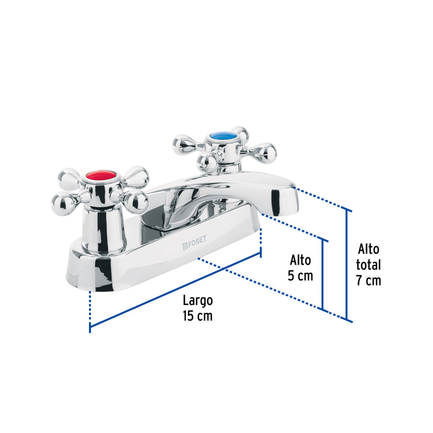 Mezcladora 4' para lavabo, nariz larga, manerales cruceta Caja con 2, 47680
