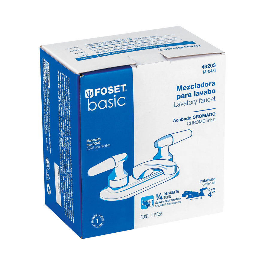 Mezcladora 4' para lavabo, nariz larga, manerales cono Caja con 2, 49203