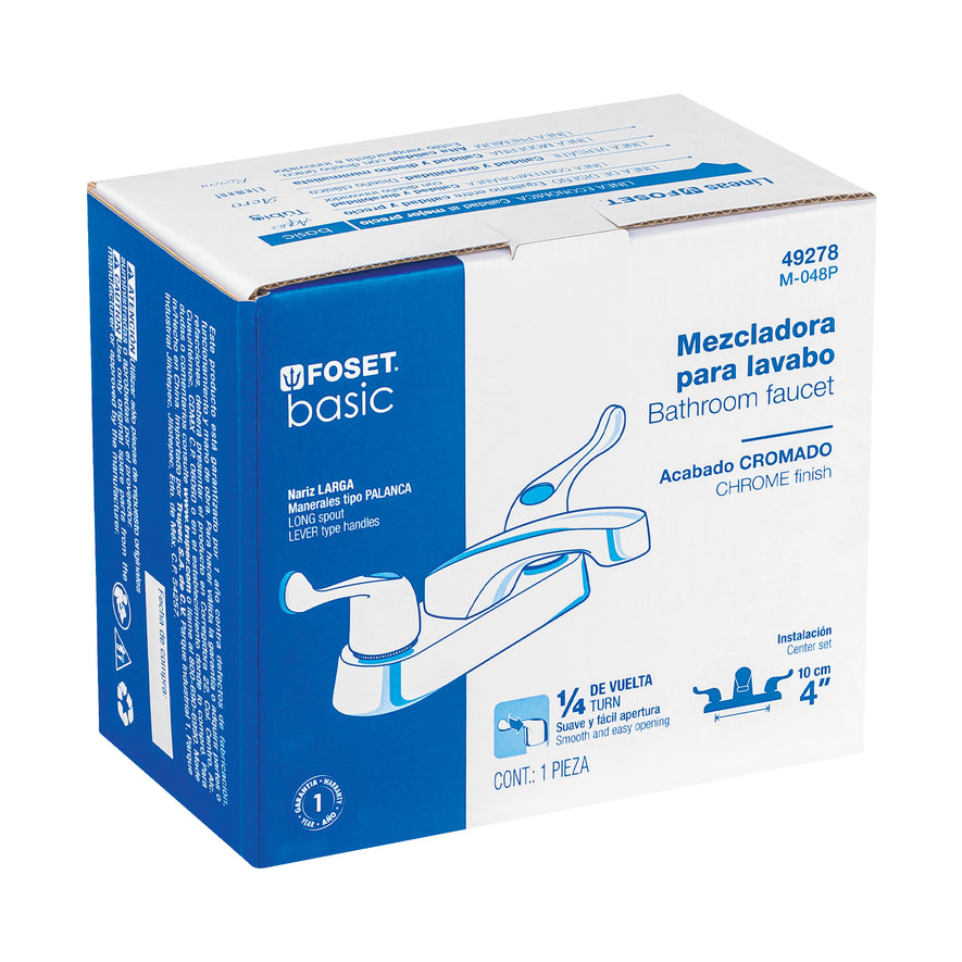 Mezcladora 4' para lavabo, nariz larga, manerales palanca Caja con 2, 49278