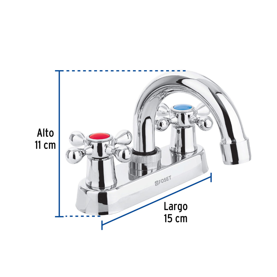 Mezcladora 4' para lavabo, cuello curvo, manerales cruceta Caja con 2, 47681