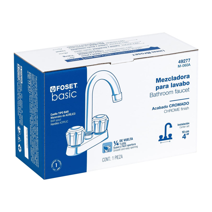 Mezcladora 4' para lavabo, cuello bar, manerales de acrílico Caja con 2, 49277