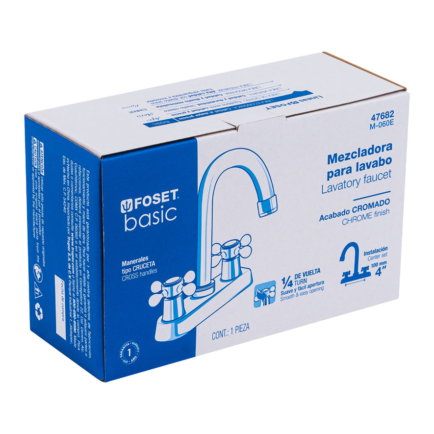 Mezcladora 4' para lavabo, cuello bar, manerales cruceta Caja con 2, 47682