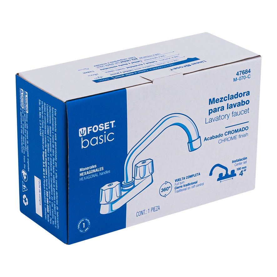 Mezcladora 4' para lavabo, tubular, cartucho compresión Caja con 2, 47684