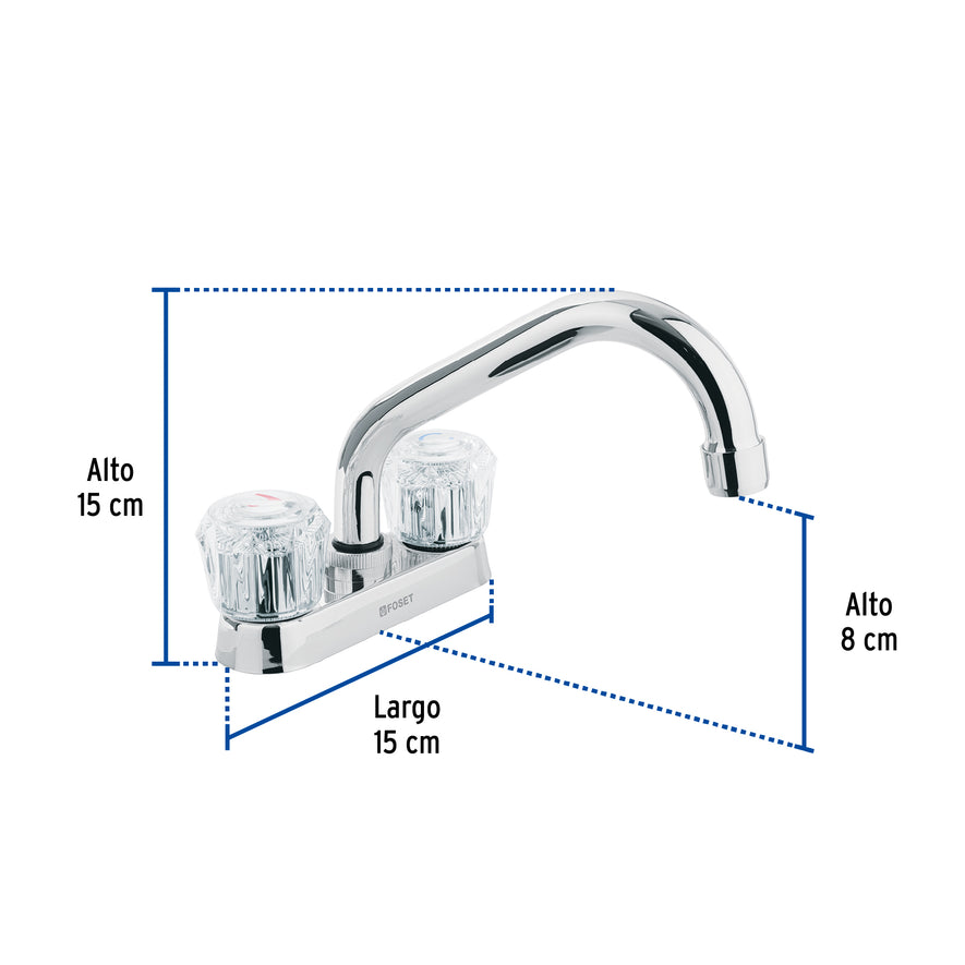 Mezcladora 4' para lavabo, tubular, manerales de acrílico Caja con 2, 47685