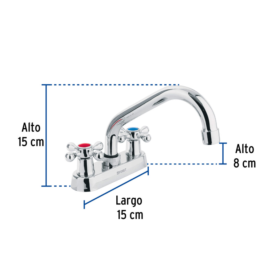 Mezcladora 4' para lavabo, cuello tubular, manerales cruceta Caja con 2, 47688