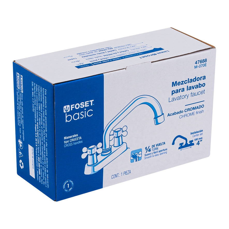 Mezcladora 4' para lavabo, cuello tubular, manerales cruceta Caja con 2, 47688