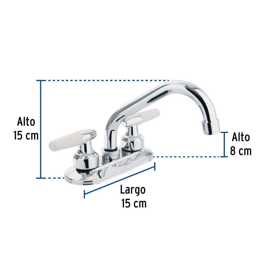 Mezcladora 4' para lavabo, cuello tubular, manerales cono Caja con 2, 47687