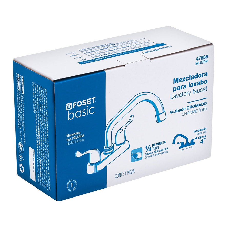 Mezcladora 4' para lavabo, tubular, manerales palanca Caja con 2, 47686