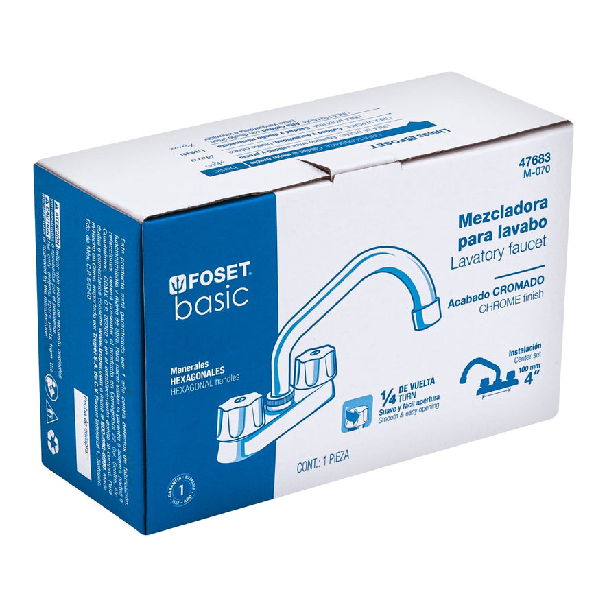 Mezcladora 4' para lavabo, tubular, cartucho cerámico Caja con 2, 47683