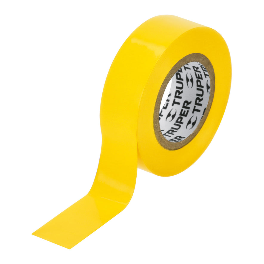 Cinta de aislar de 9 m x 19 mm, amarilla, Truper Caja con 8, 13512