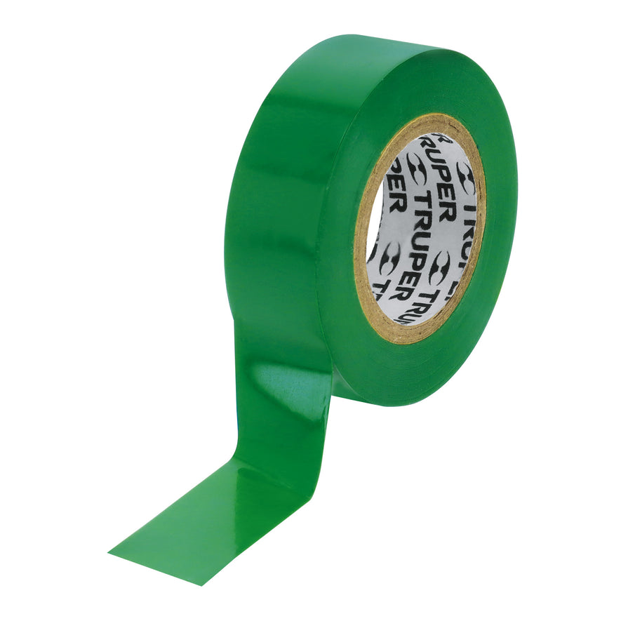 Cinta de aislar de 9 m x 19 mm, verde, Truper Caja con 8, 13511