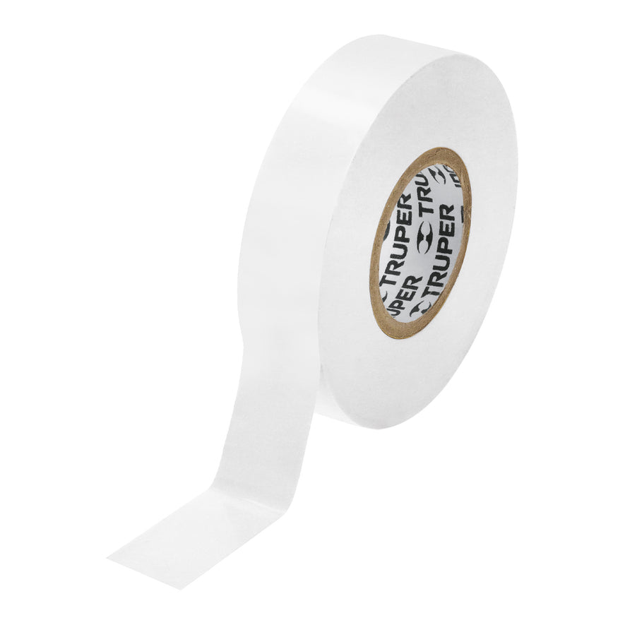 Cinta de aislar de 18 m x 19 mm, blanca, Truper Caja con 8, 12506