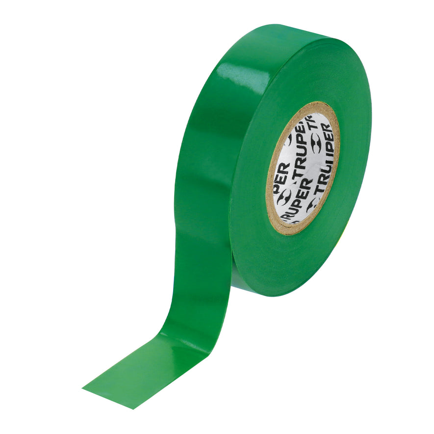 Cinta de aislar de 18 m x 19 mm, verde, Truper Caja con 8, 12502