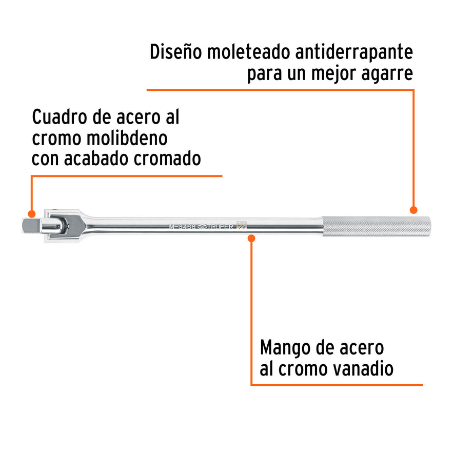 Mango articulado con cuadro de 3/4', largo 20', Truper, 13908
