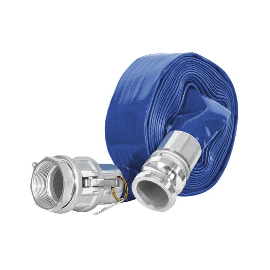 Rollo de manguera plana 2' x 7.5m de descarga c/conexiones, 103648