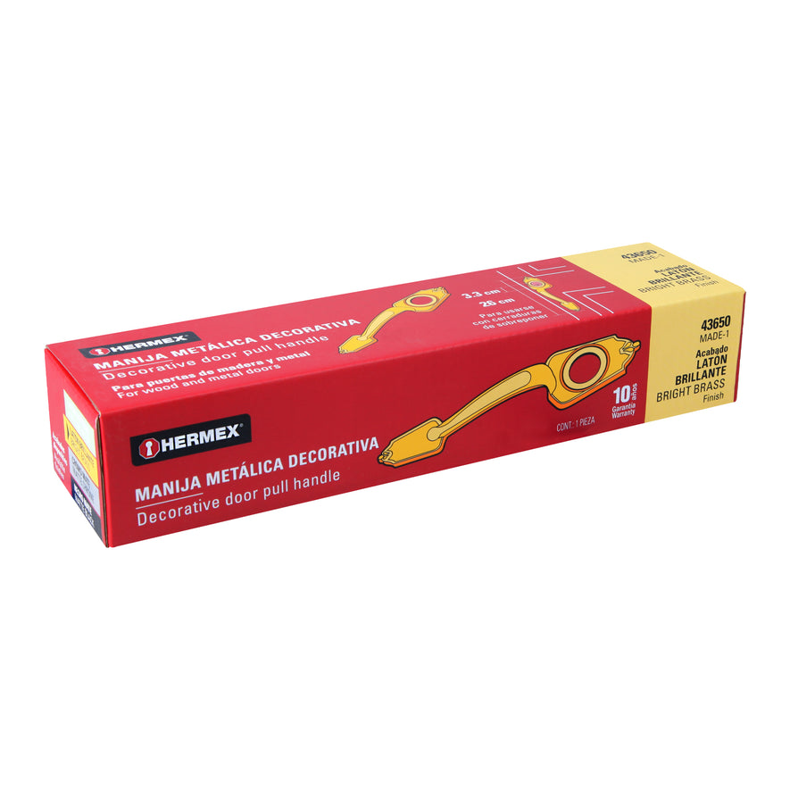 Chapetón metálico para puerta, acabado latón brillante Caja con 3, 43650