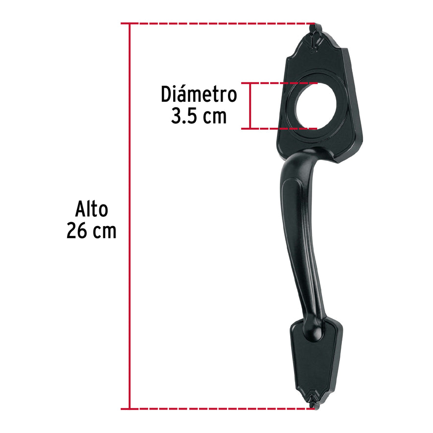 Chapetón metálico para puerta, acabado negro Caja con 3, 46840