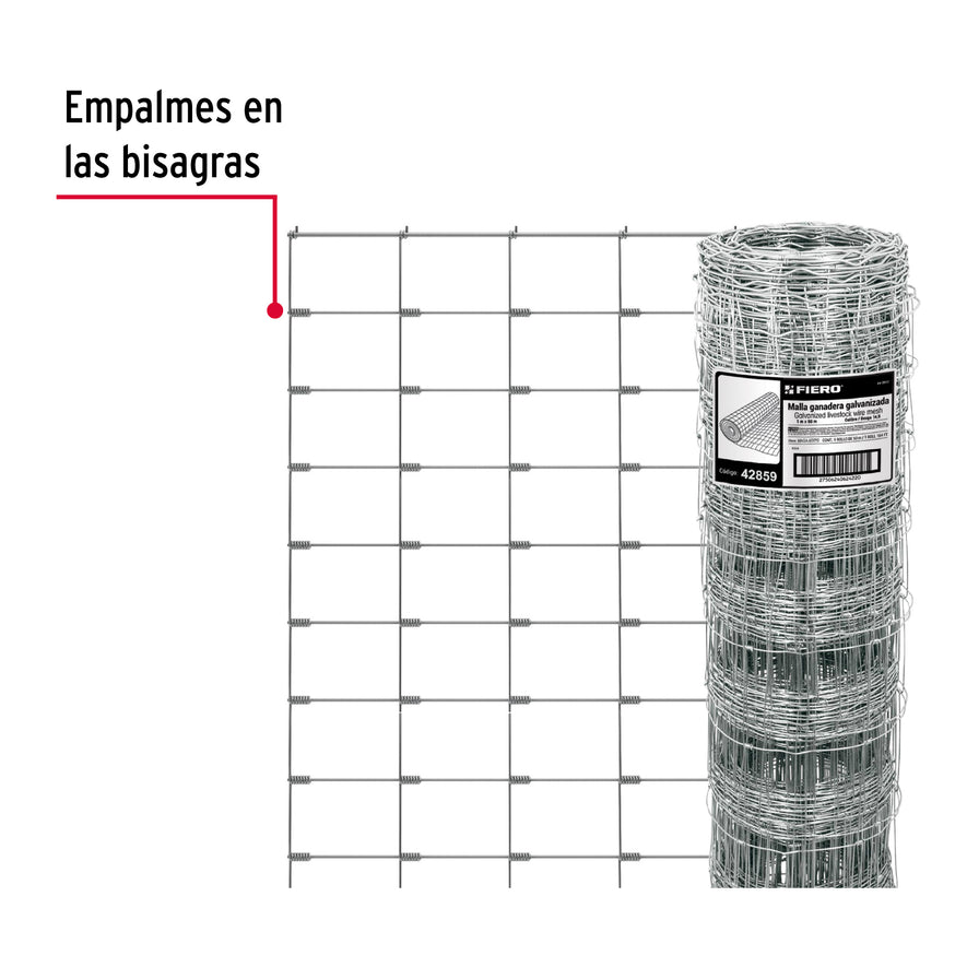 Rollo malla borreguera, 1m x 50m acero galvanizado, 23kg, 42859