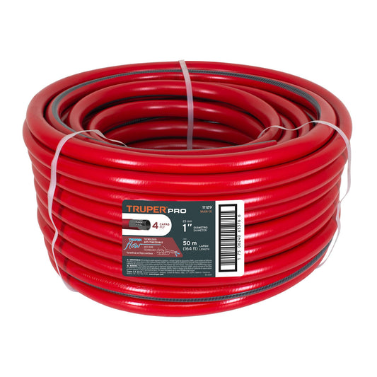 Metro de manguera 1' 4 capas en rollo de 50 m, Truper Caja con 50, 11129