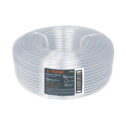 Metro de manguera 5/16' industrial en rollo de 100 m, Truper Caja con 100, 19866