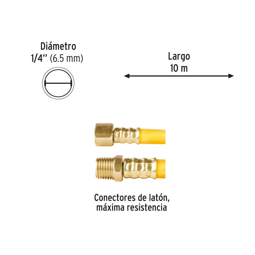 Manguera para compresor, de PVC, 10m x 1/4', Pretul Caja con 3, 20663