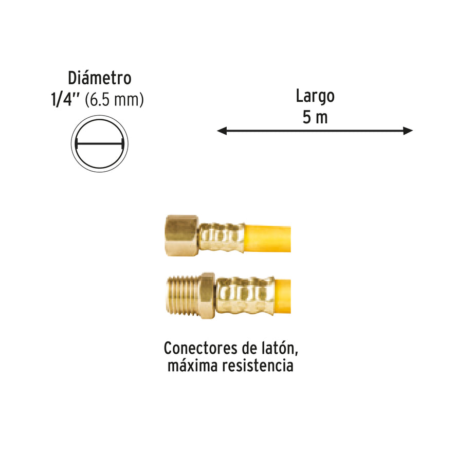 Manguera para compresor, de PVC, 5m x 1/4', Pretul Caja con 3, 20662