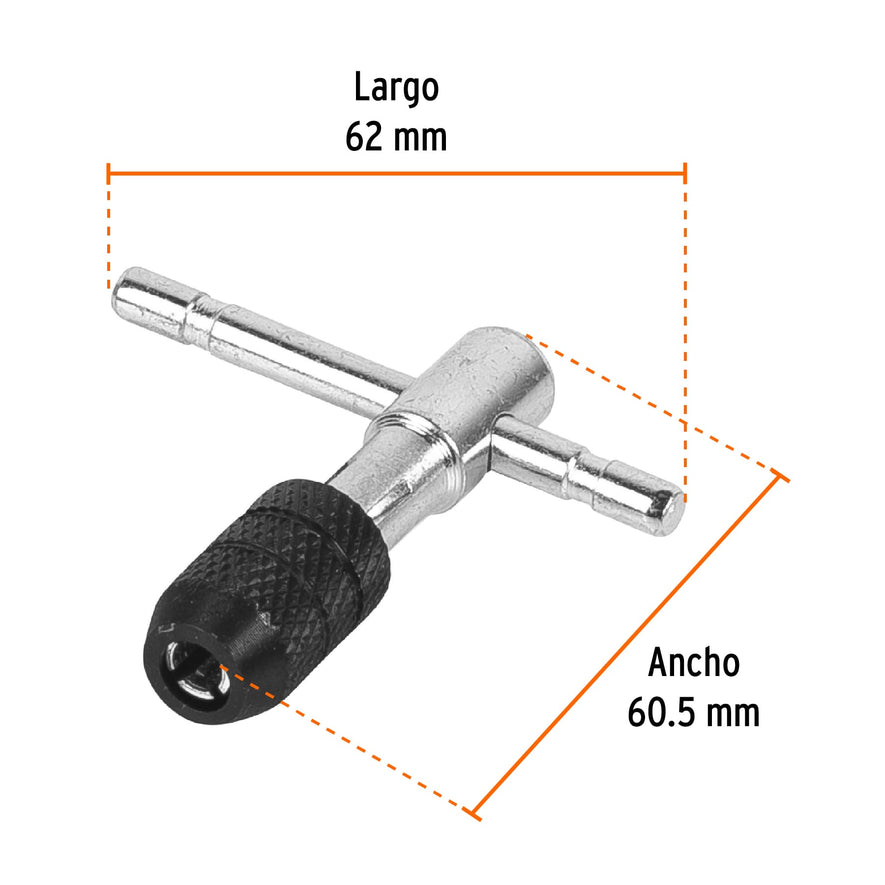 Maneral en T para machuelo 3/16', Truper Caja con 6, 11438