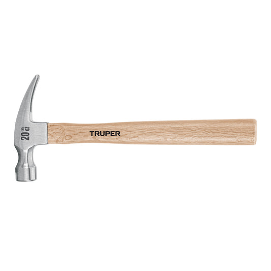 Martillo pulido, 20 oz, uña curva, mango madera, TRUPER Caja con 6, 16753