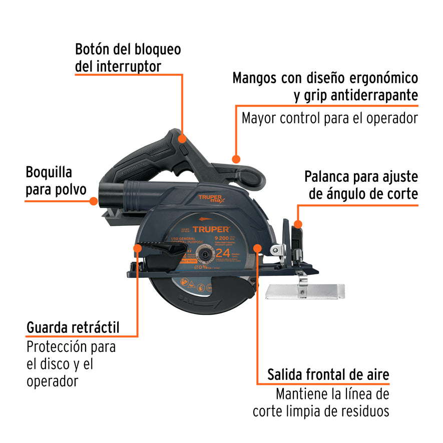 Sierra circular 6-1/2', 20V, s/accesorios, MAX, 103234