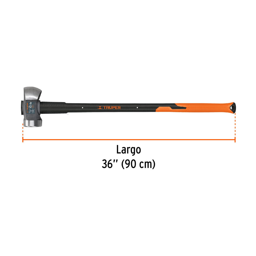 Marro demoledor 10 lb, mango fibra de vidrio 36', Truper, 11135