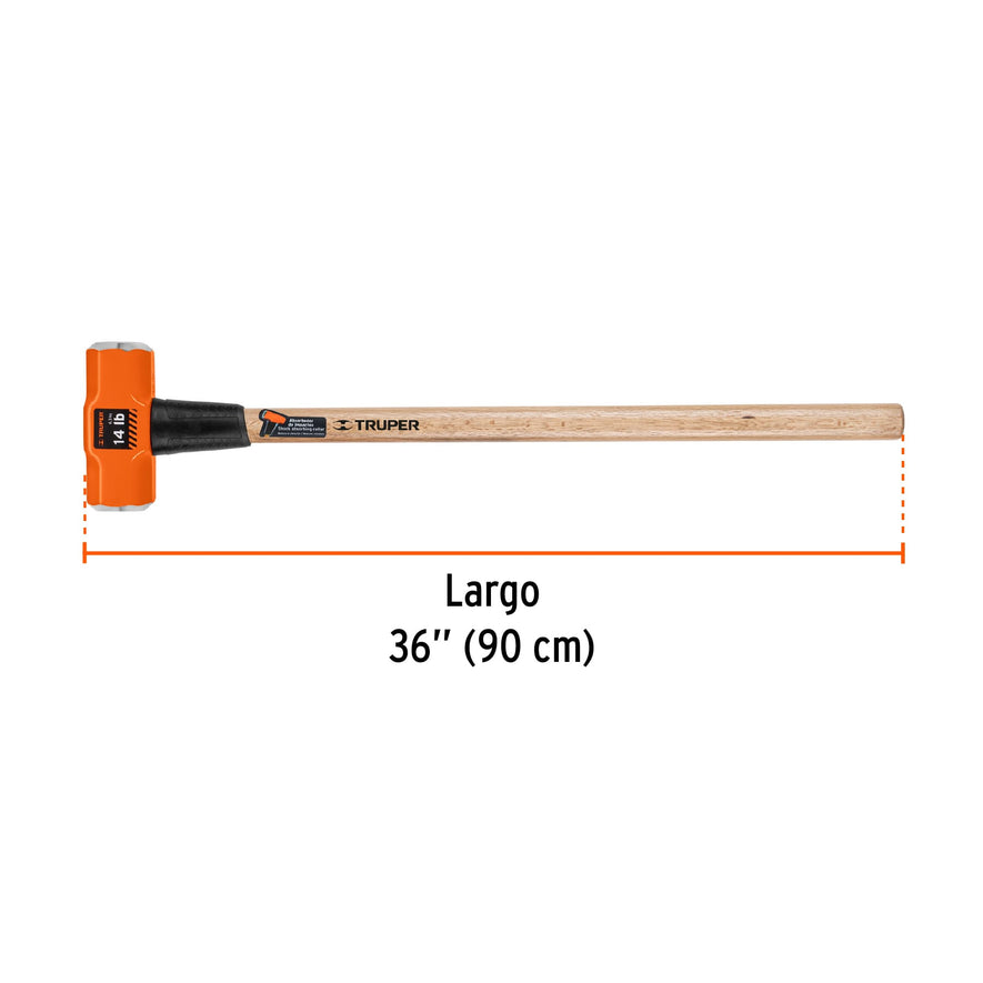 Marro octagonal 14 lb, mango de madera 36', Truper, 16514
