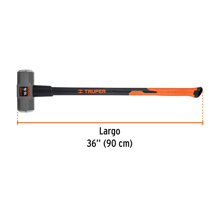 Marro octagonal 12 lb, mango fibra de vidrio 36', Truper, 16542