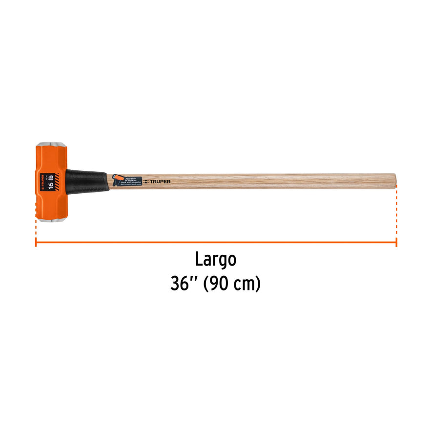 Marro octagonal 16 lb, mango de madera 36', Truper, 16515