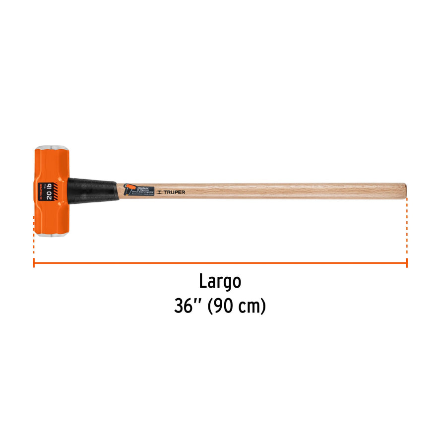Marro octagonal 20 lb, mango de madera 36', Truper, 16516