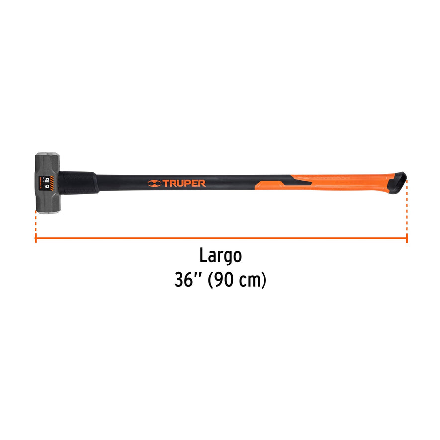 Marro octagonal 6 lb, mango fibra de vidrio 36', Truper Caja con 2, 19884