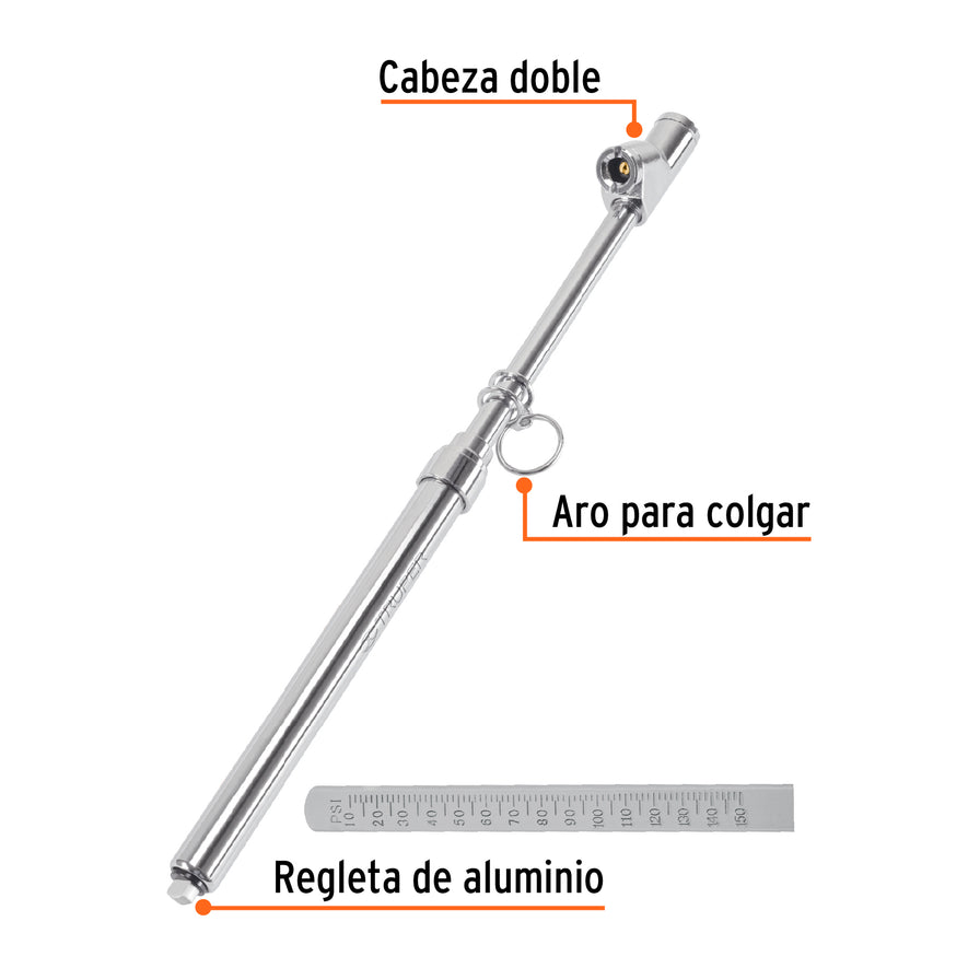 Calibrador de presión 150 psi cabeza doble, uso rudo, Truper Caja con 6, 18243