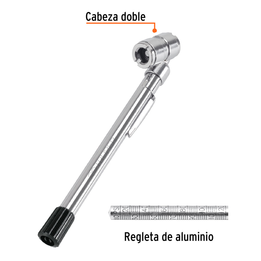 Calibrador de presión 160 psi cabeza doble, Truper Caja con 12, 19100