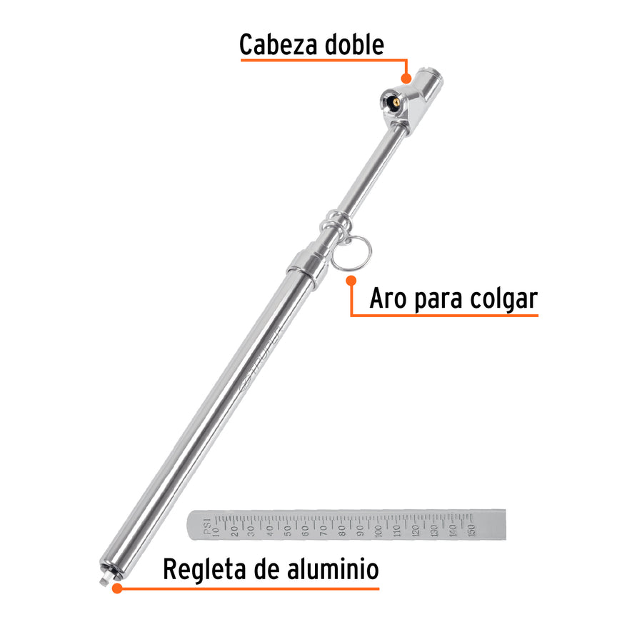 Calibrador de presión 200 psi cabeza doble, uso rudo, Truper Caja con 6, 18244