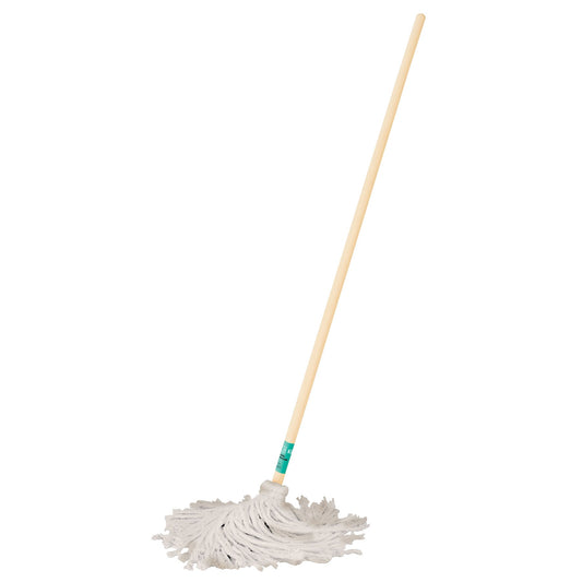 Trapeador tipo mechudo, 350 g con bastón de 120 cm, KLINTEK Caja con 6, 57056