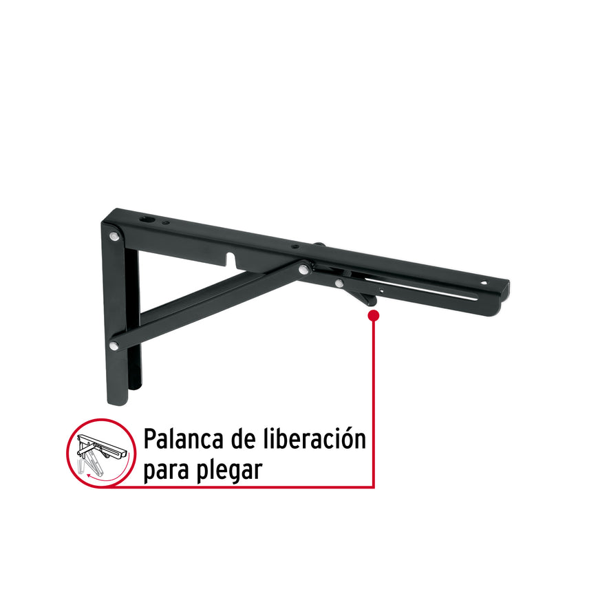 Ménsula plegable de acero negra 6' x 12', FIERO Caja con 8, 49830