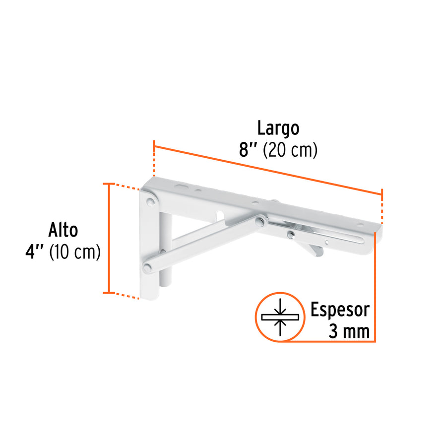 Ménsula plegable de acero blanca 4' x 8', FIERO Caja con 8, 49872
