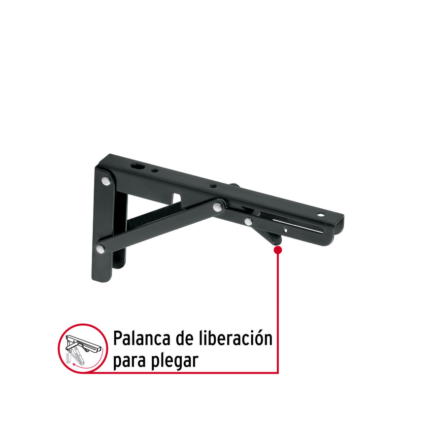 Ménsula plegable de acero negra 4' x 8', FIERO Caja con 8, 49831