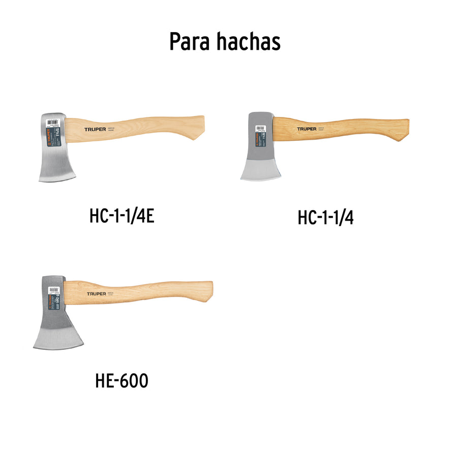 Mango hickory 14' para hacha cazadora 1-1/4 lb, Truper Caja con 6, 15933
