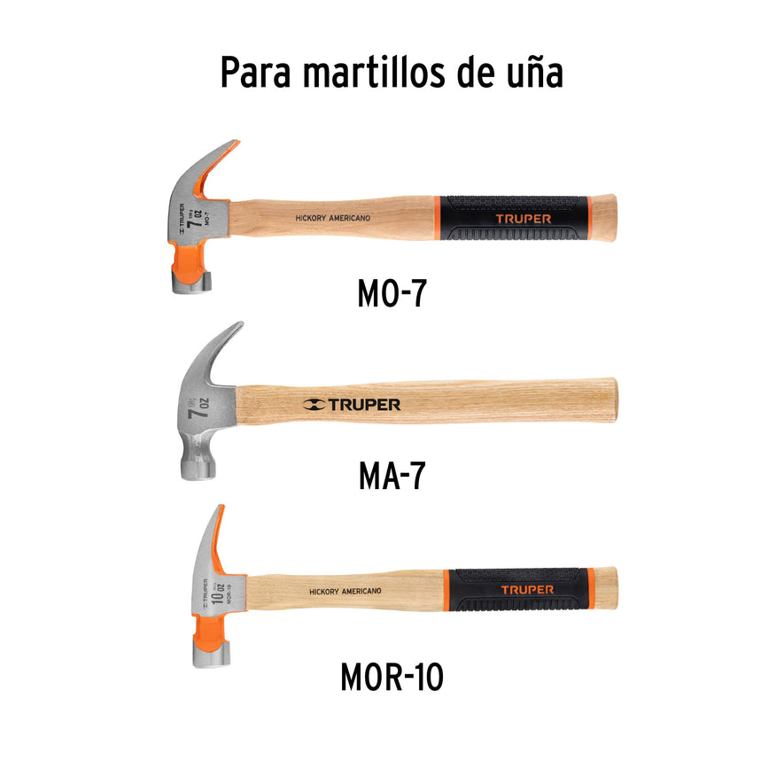 Mango para martillos de uña MO-7, MA-7 y MOR-10, 12', Truper Caja con 12, 15909