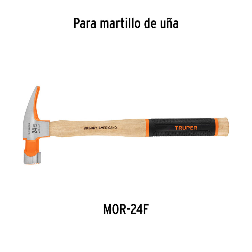Mango para martillo de uña MOR-24F, de 17-3/4', Truper Caja con 12, 15912
